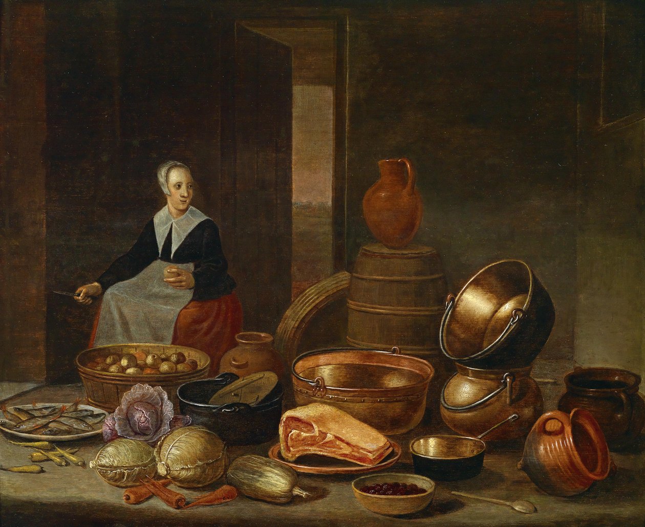 Interno di cucina con domestica da Floris Gerritsz van Schooten