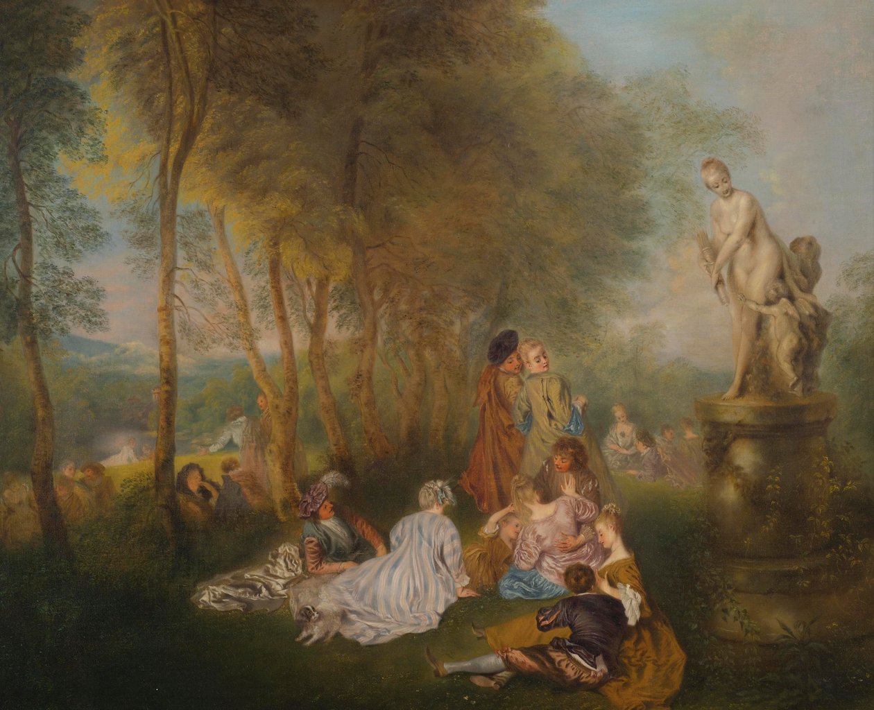 Festa galante con una statua di Venere da Follower of Antoine Watteau