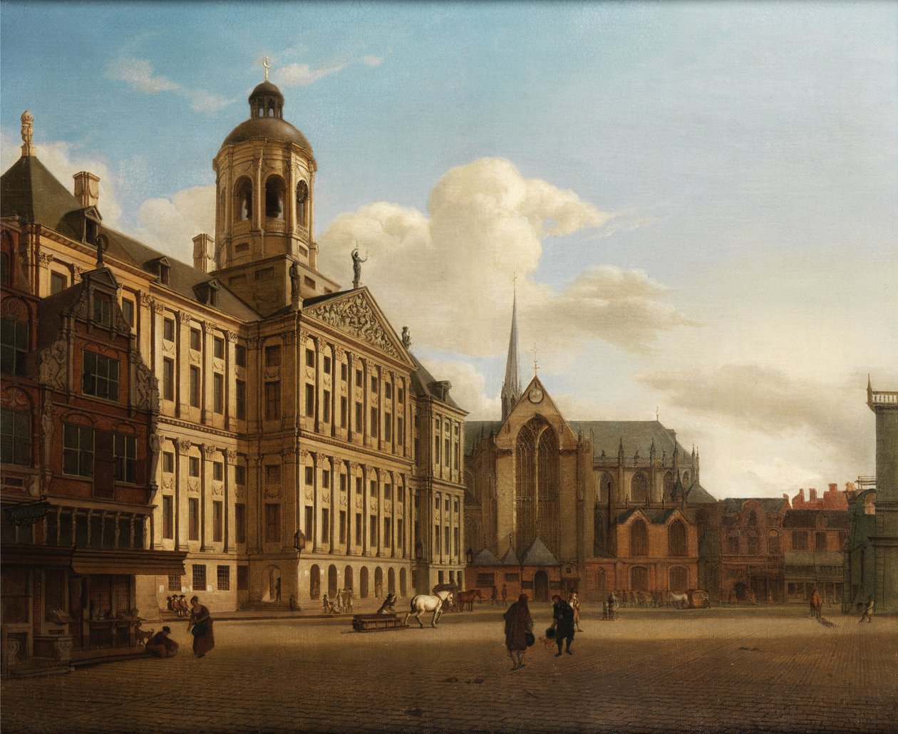 Veduta della diga con il Municipio di Amsterdam da Jan van der Heyden