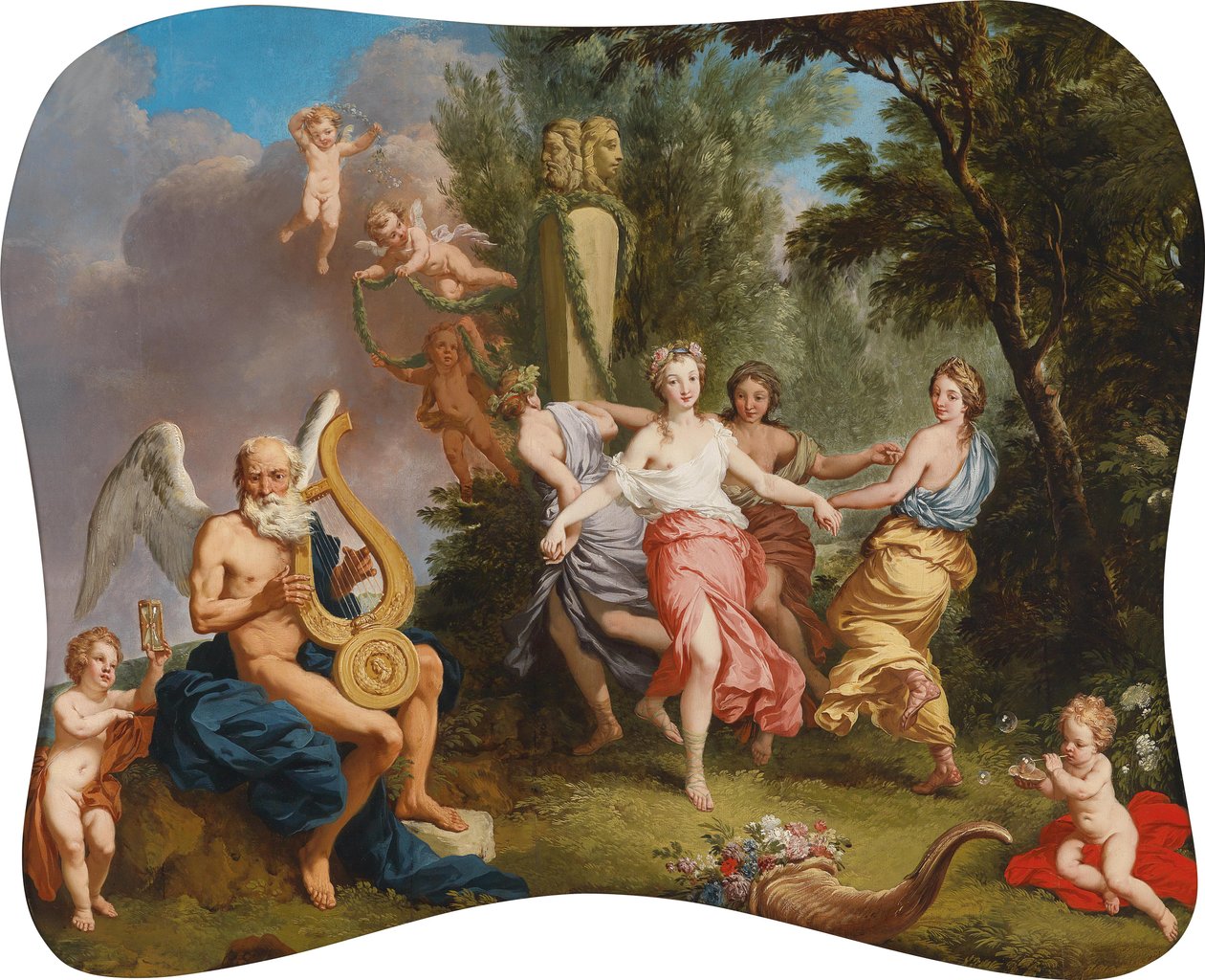 Danza alla musica del tempo da Follower of Laurent de La Hyre