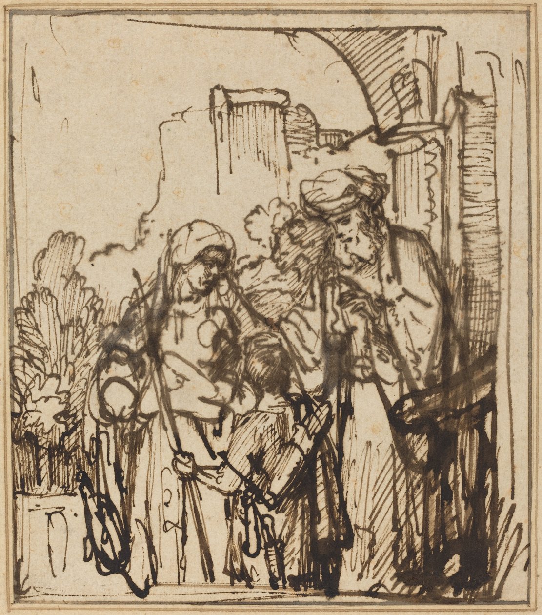 Il congedo di Agar da Follower of Rembrandt van Rijn