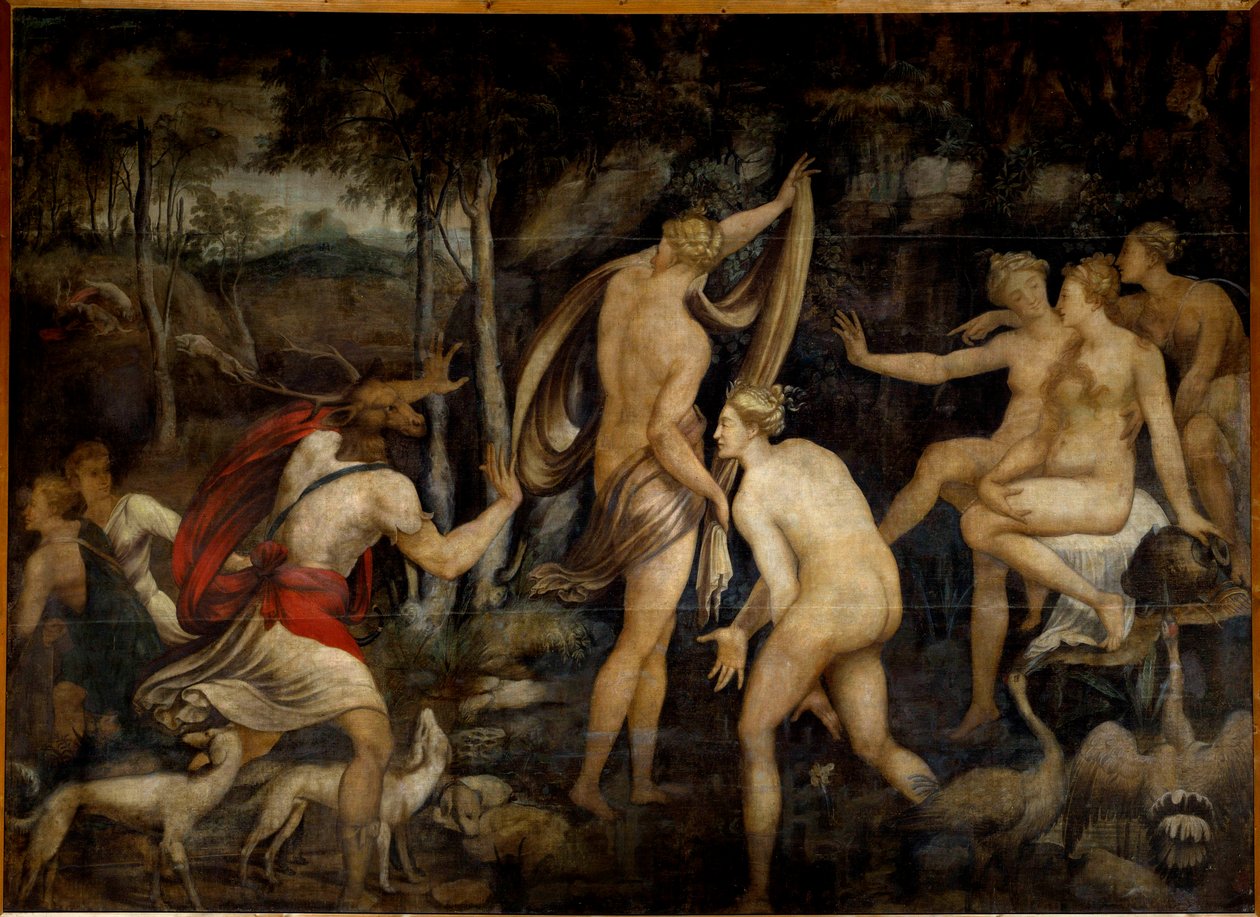 Diana, dea della caccia, e Atteone da Fontainebleau School