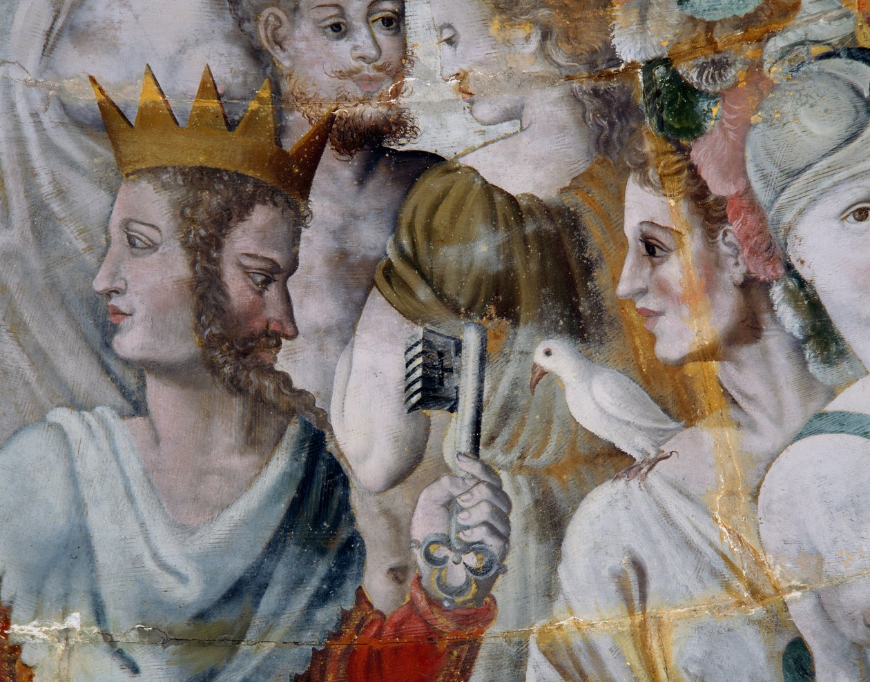 Giano con le chiavi della città di Roma e Giunone, affreschi nella torre dorata della Ligue, Scuola di Fontainebleau, Castello di Tanlay (XVI-XVII secolo), Borgogna, Francia da Fontainebleau School