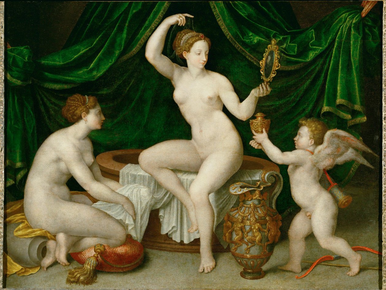 La toilette di Venere. Venere alla sua toilette ... da Fontainebleau School