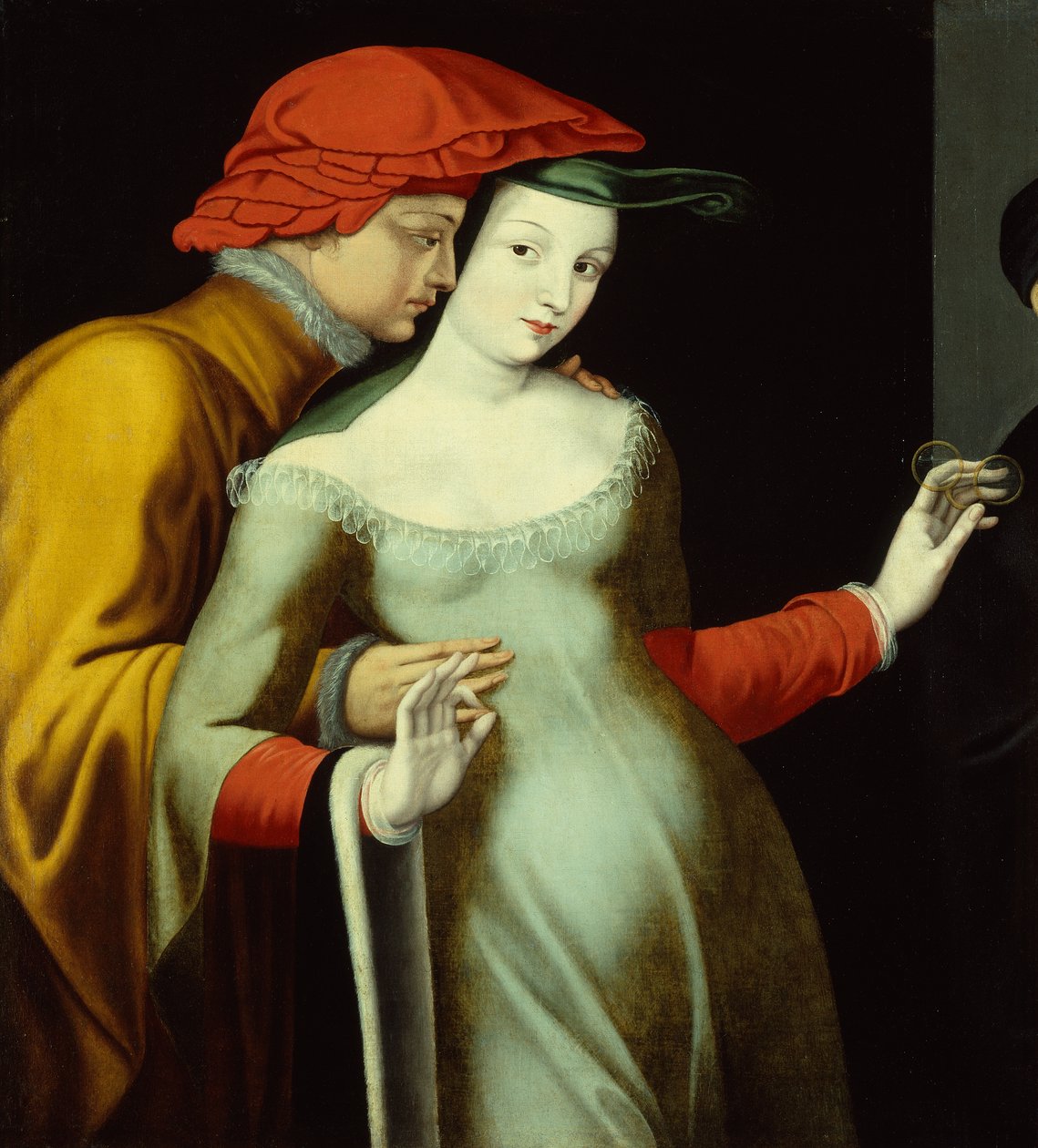 Gli amanti, 1600 circa (olio su tela) da Fontainebleau School