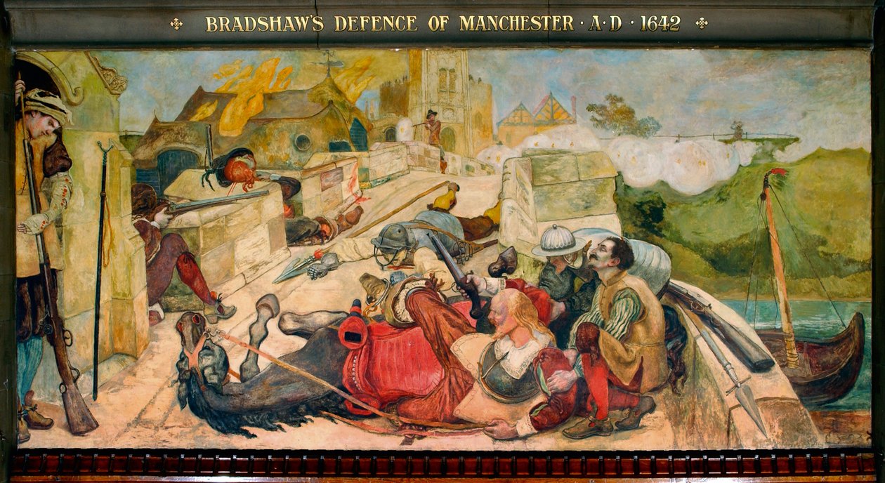 La difesa di Manchester di Bradshaw AD 1642 da Ford Madox Brown