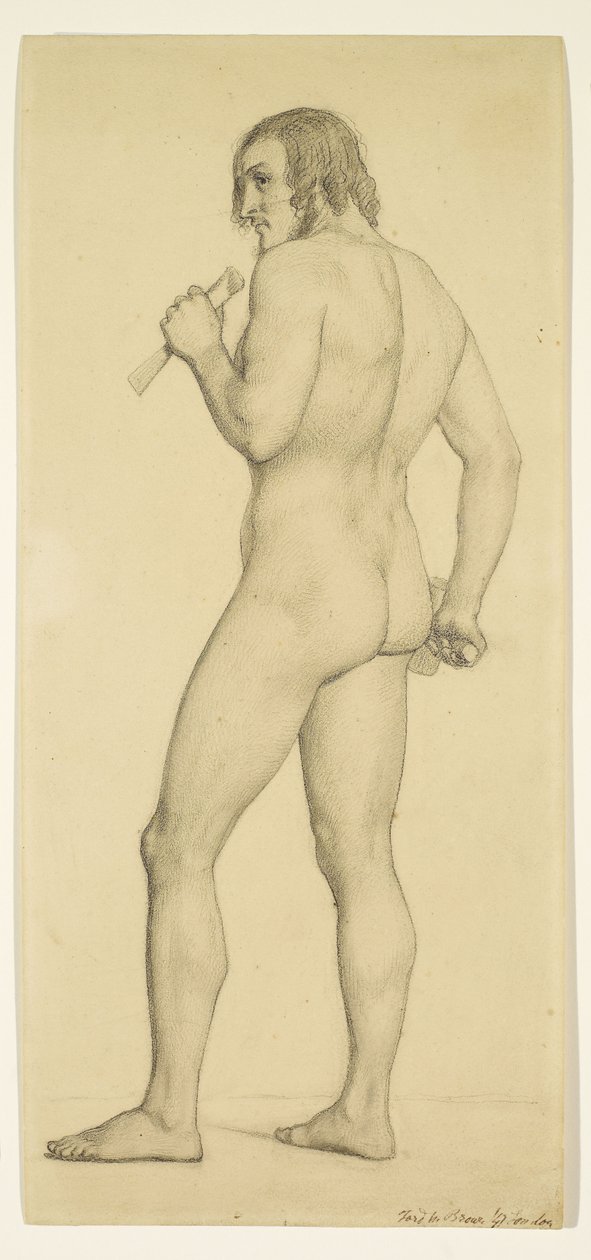 Maschio - Nudo accademico Studio in posa come scultore da Ford Madox Brown