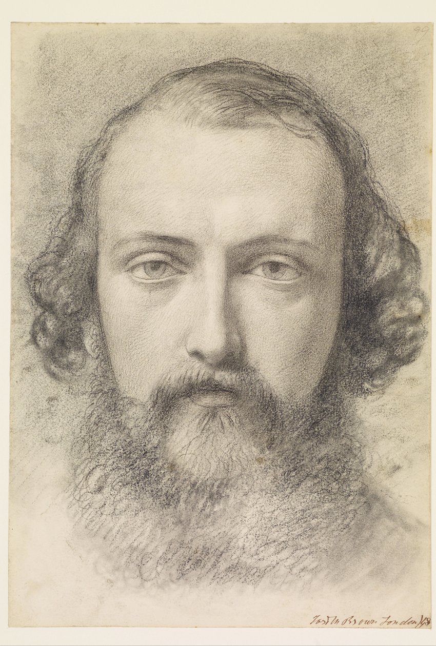 Ritratto: studio della testa di Daniel Casey (volto intero) da Ford Madox Brown