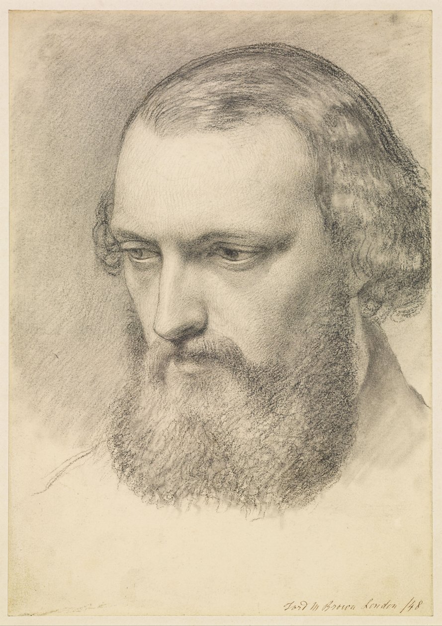 Ritratto: studio della testa di Daniel Casey (vista di tre quarti) da Ford Madox Brown