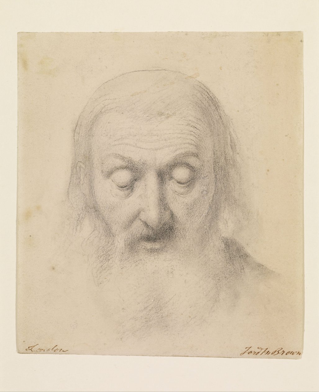 Wycliffe legge la sua traduzione della Bibbia - Studio per il capo di Wycliffe da Ford Madox Brown