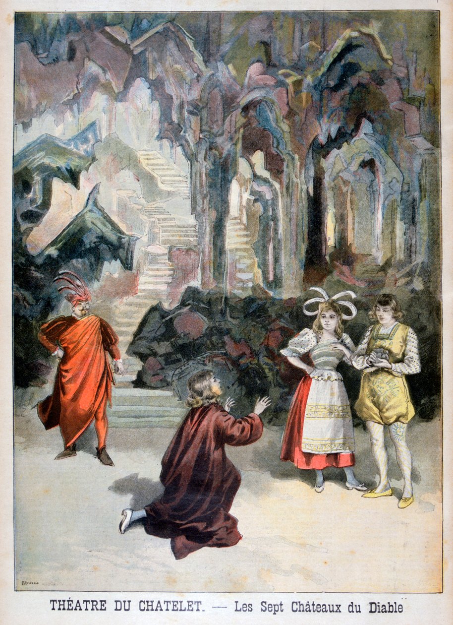Rappresentazione di Les Sept Chateaux du Diable, Théâtre du Châtelet, Parigi, 1896 da Fortuné Méaulle