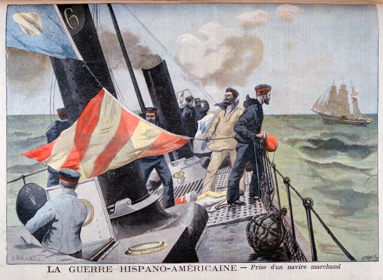 La cattura di una nave mercantile, Guerra ispano-americana, 1898 da Fortuné Méaulle