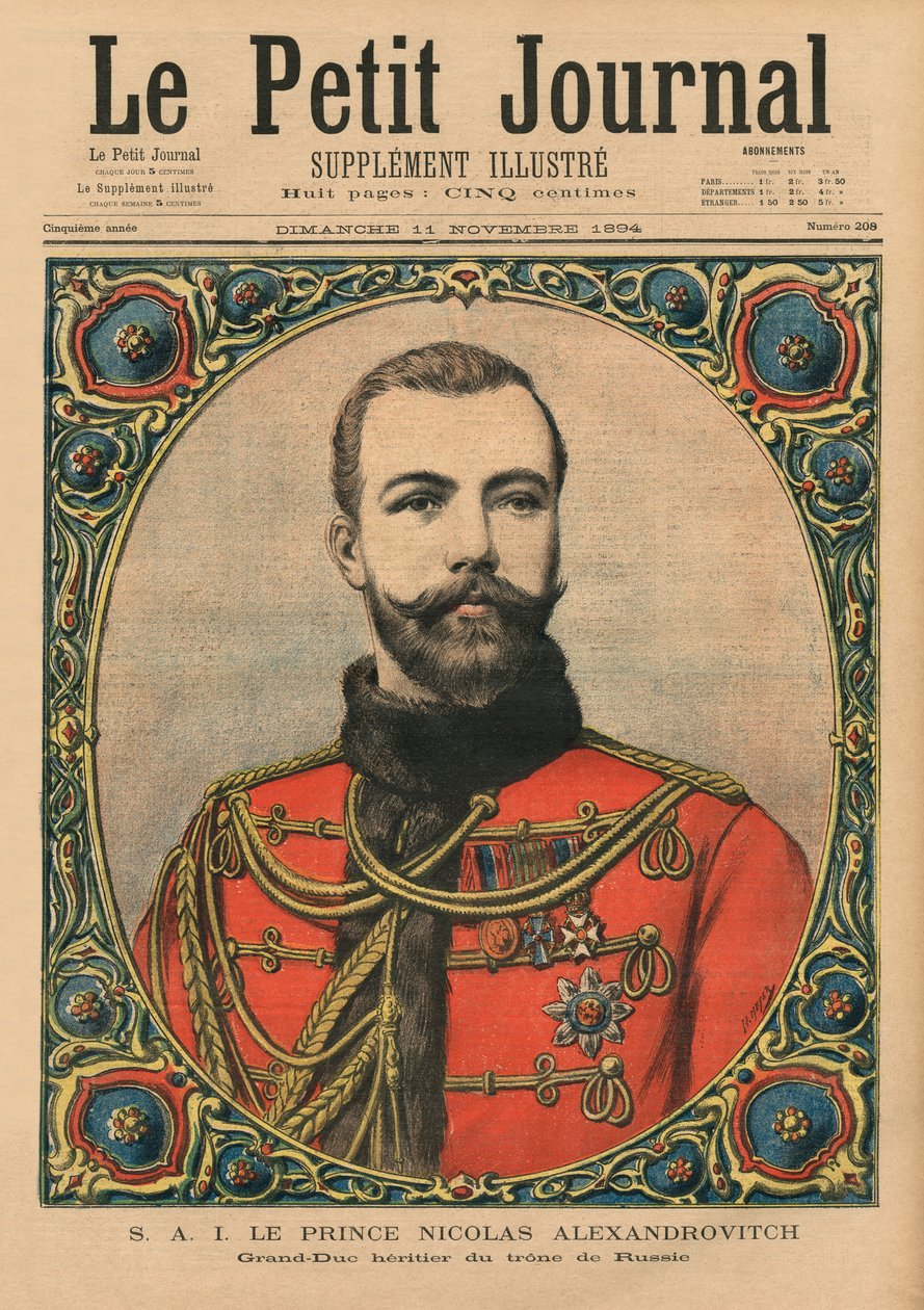 Sua Altezza Imperiale il Principe Nicola Aleksandrovič, futuro Imperatore e Zar Nicola II, illustrazione di copertina di 