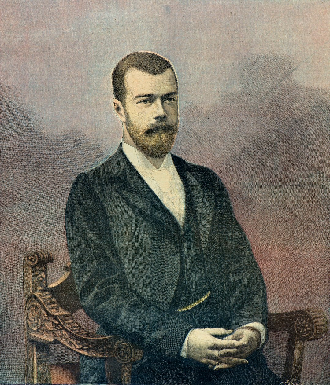 Ritratto dello zar Nicola 2 nel 1896 (incisione) da Fortune Louis Meaulle
