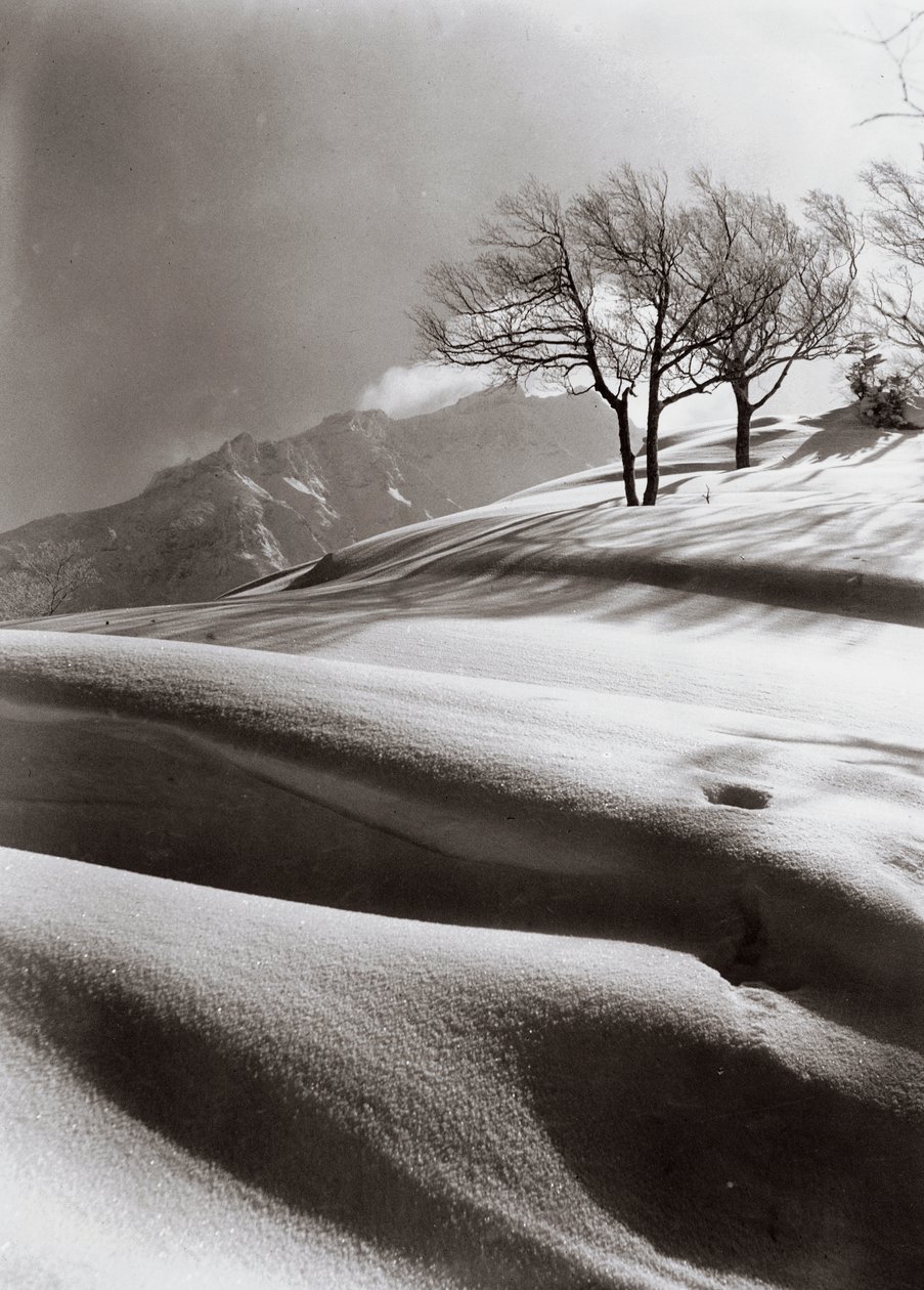 Neve sensuale (sullo sfondo il monte Ashibetsu, 2100 m) da Fosco Maraini
