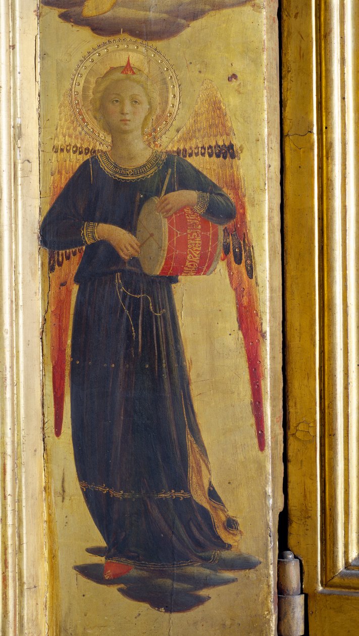Angelo che suona un tamburo (dettaglio) da Fra Angelico