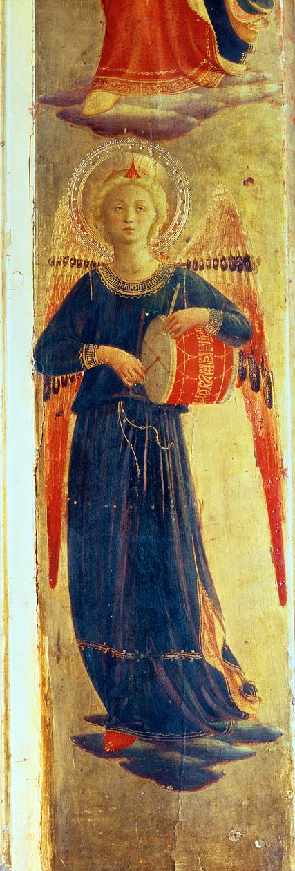 Angelo che suona un tamburo dal Trittico dei Linaioli (dettaglio) da Fra Angelico