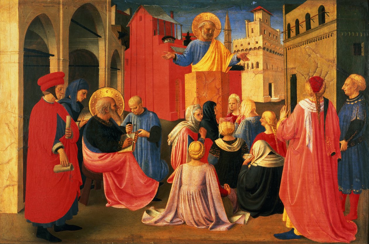 (dettaglio) dal Trittico Linaiuoli, predella che mostra San Pietro che predica, 1433 da Fra Angelico