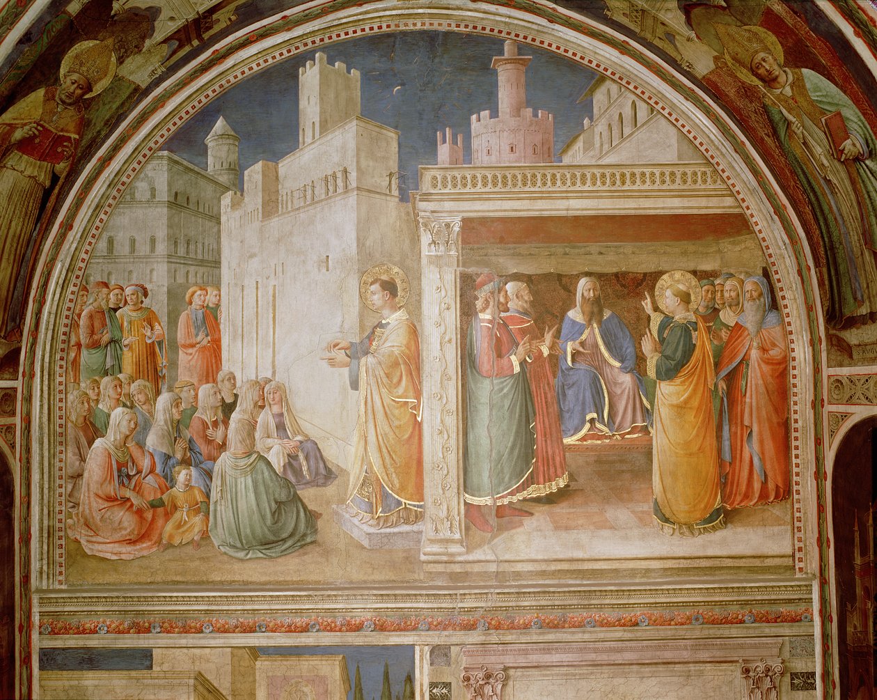 San Stefano predica e San Stefano si rivolge al Consiglio da Fra Angelico