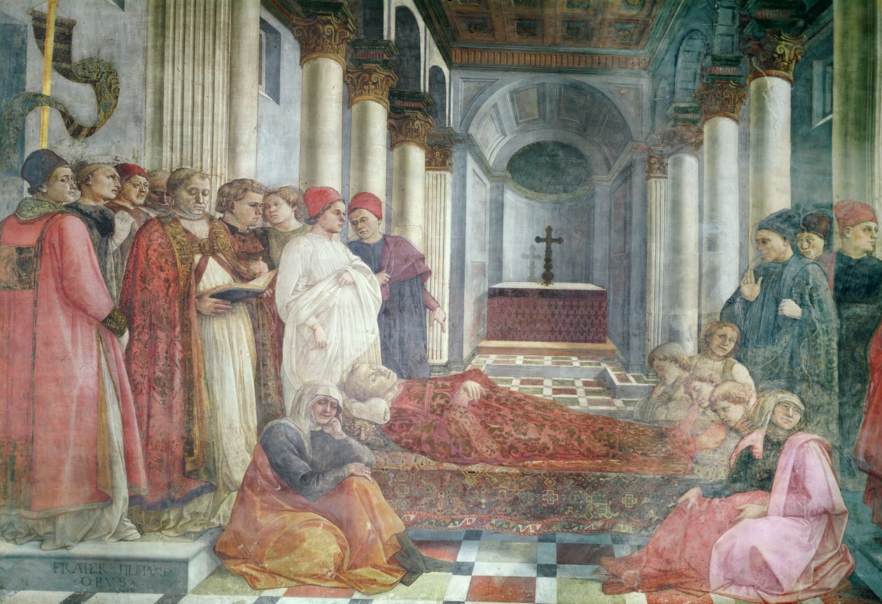 Il funerale di Santo Stefano, dettaglio dal ciclo Le vite dei SS. Stefano e Giovanni Battista, dalla cappella principale, 1452-65 da Fra Filippo Lippi