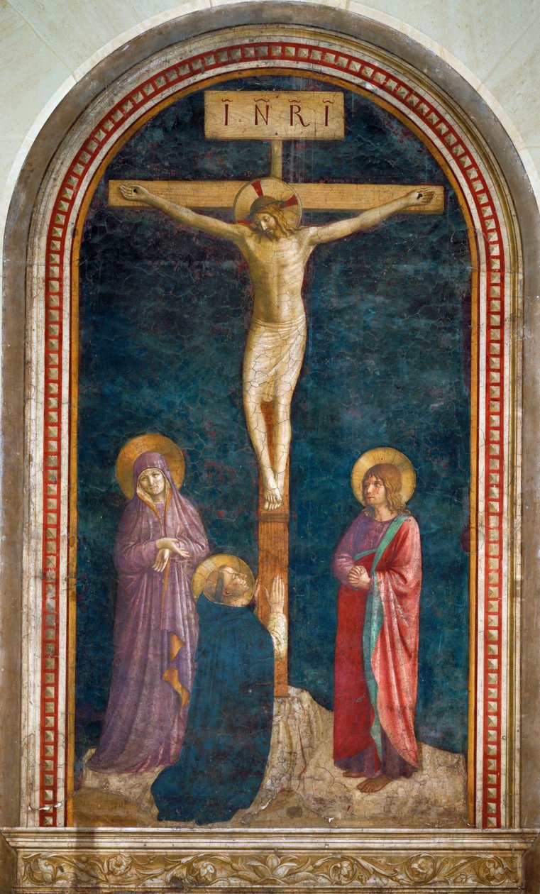 Le Calvaire avec saint Dominique - Affresco della Crocifissione con San Domenico ... da Fra (c.1387 1455) Angelico