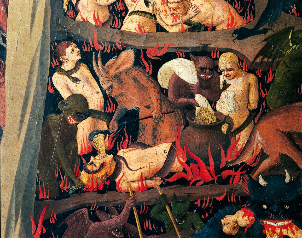 Inferno con Demoni che Puniscono gli Avidi, dettaglio dal Giudizio Universale da Fra (c.1387 1455) Angelico