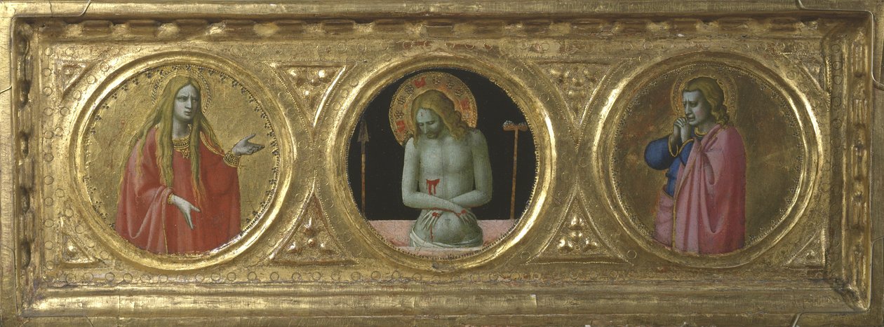 Cristo come Uomo dei Dolori affiancato da Santa Maria Maddalena e San Giovanni Evangelista da Fra Angelico