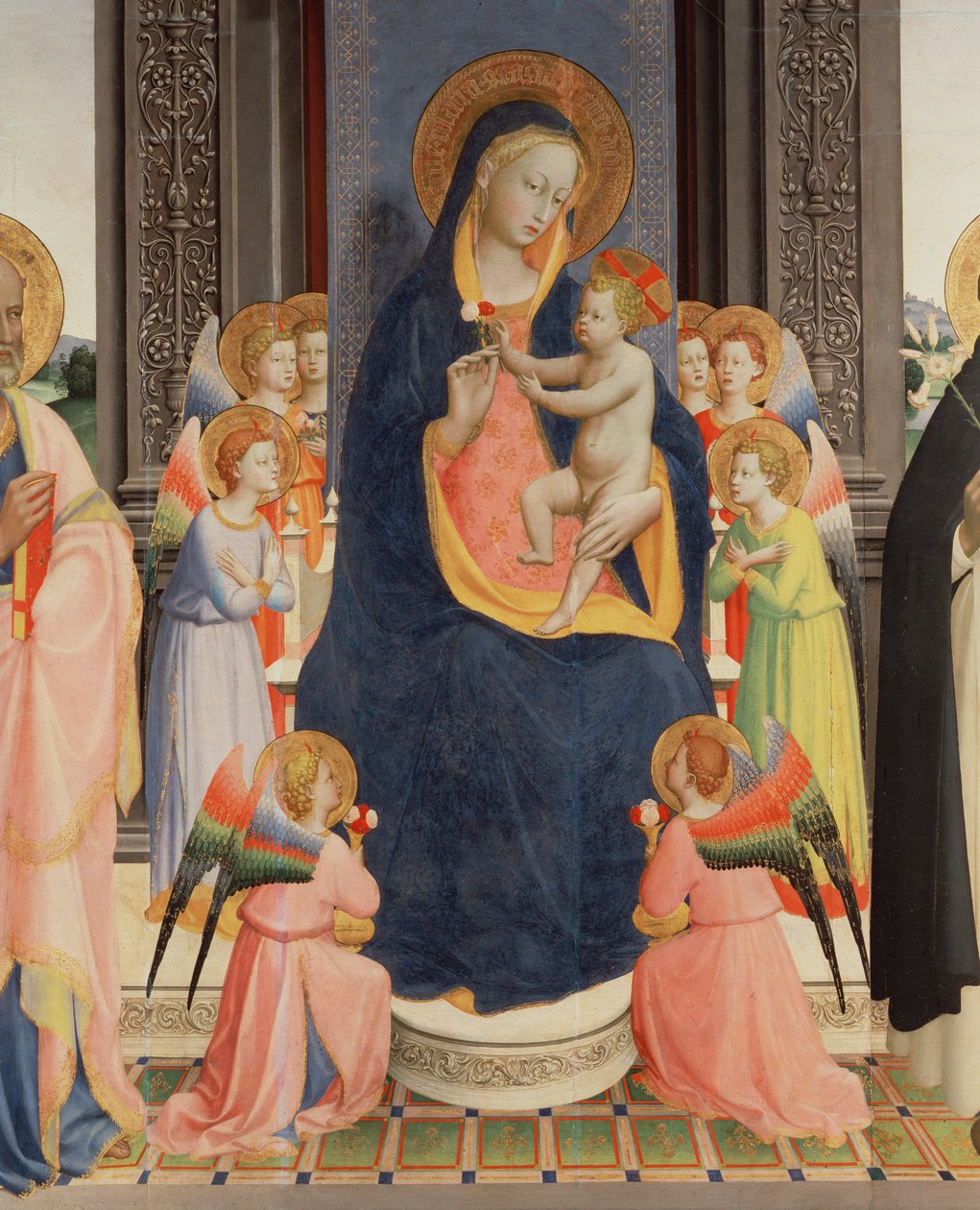 (dettaglio) dal Politico di San Domenico che mostra la Vergine e il Bambino in trono con otto angeli, c.1422 da Fra Angelico