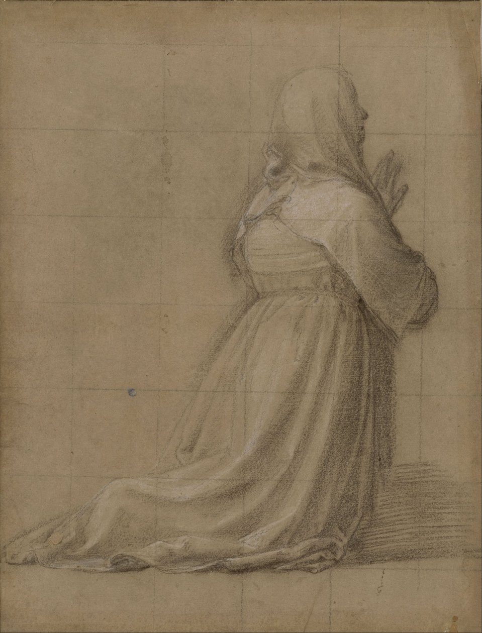 Donna inginocchiata in preghiera, vista da dietro (studio per la figura di Santa Caterina) da Fra Bartolomeo