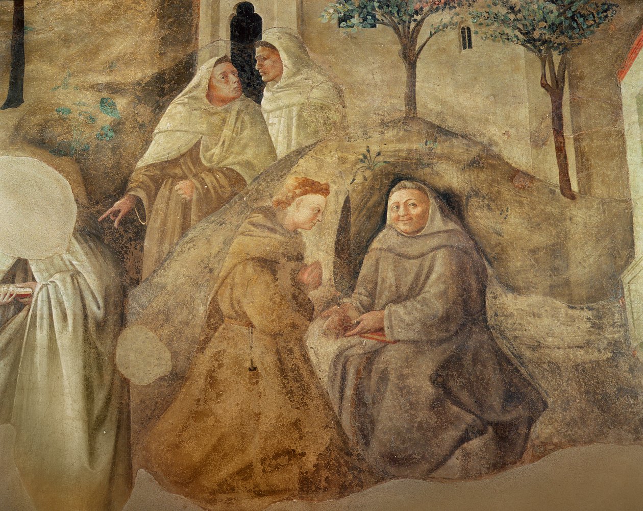 La Riforma della Regola Carmelitana, dettaglio di quattro frati carmelitani da Fra Filippo Lippi