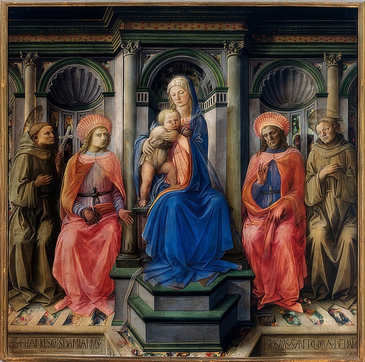 Madonna in trono con Bambino e i santi Francesco d'Assisi, Damiano ...