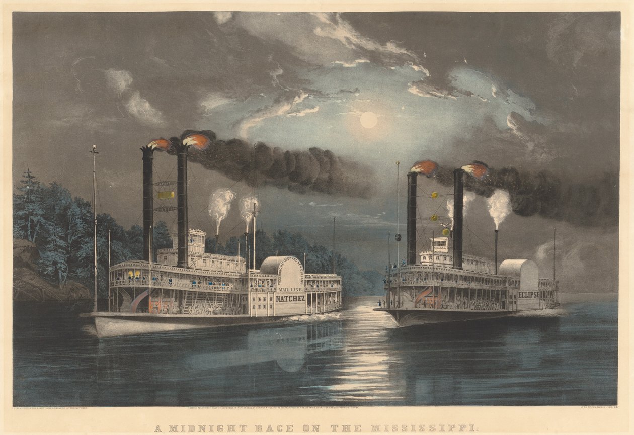 Una Corsa di Mezzanotte sul Mississippi da Frances Flora Bond Palmer