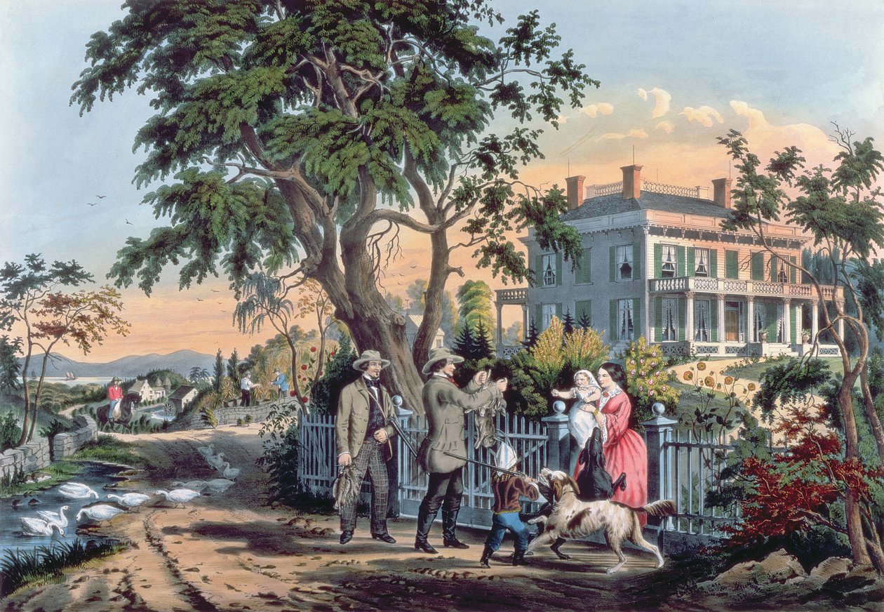 Dopo la caccia, inciso da Nathaniel Currier, 1855 da Frances Flora Bond Palmer