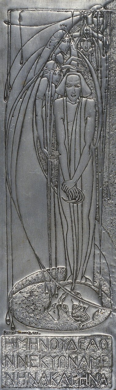 Placca in metallo bianco a sbalzo, 1893 da Frances Macdonald
