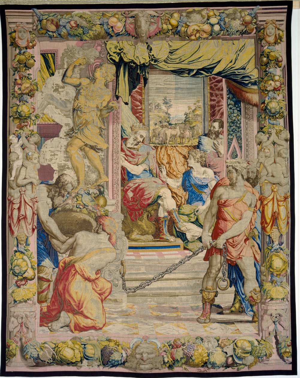 Giuseppe spiega al Faraone il suo sogno delle vacche grasse e magre, dalla Sala dei Dugento, 1546-53 da Francesco and Karcher, N Salviati