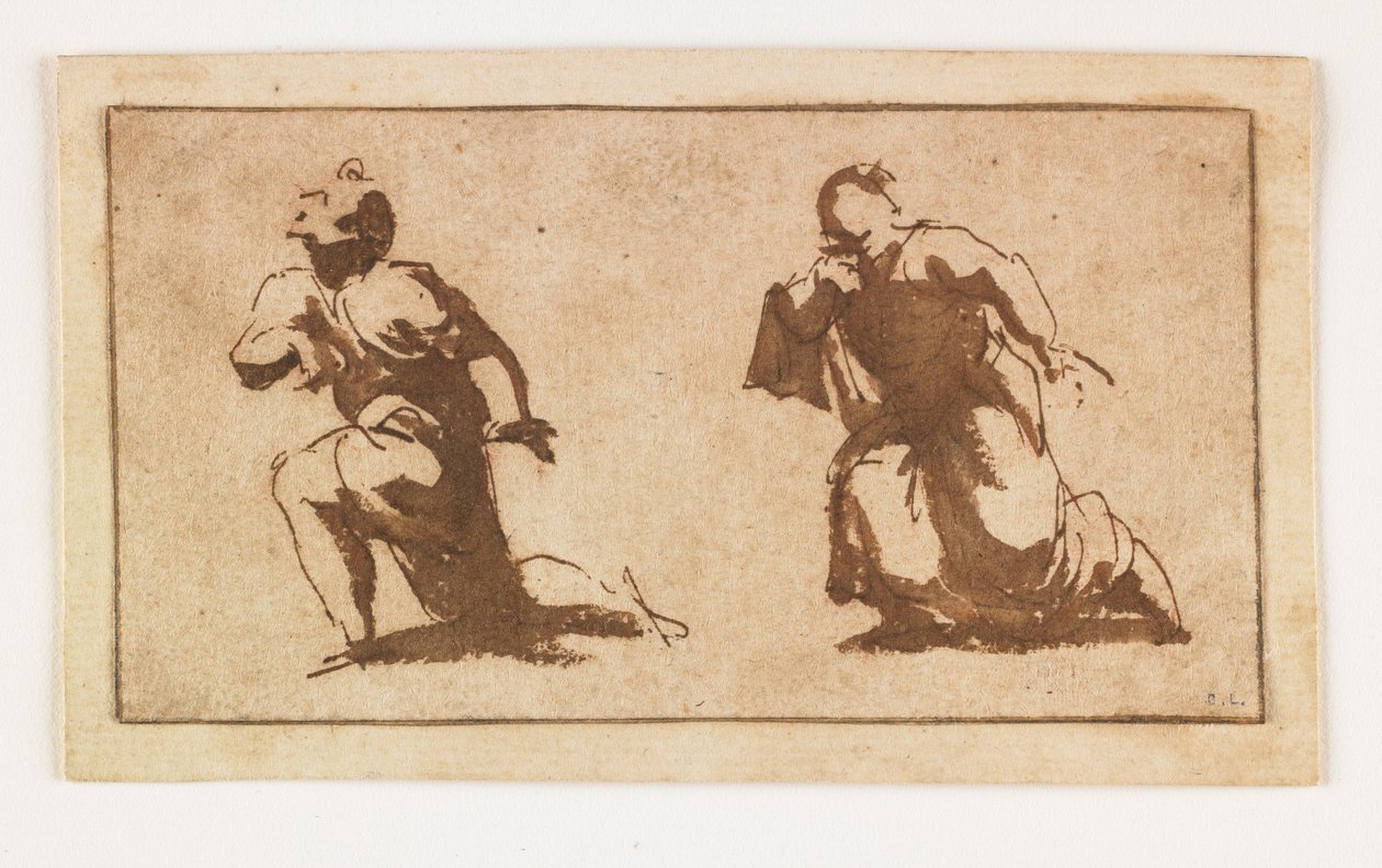 Studio di due figure maschili inginocchiate da Francesco Allegrini