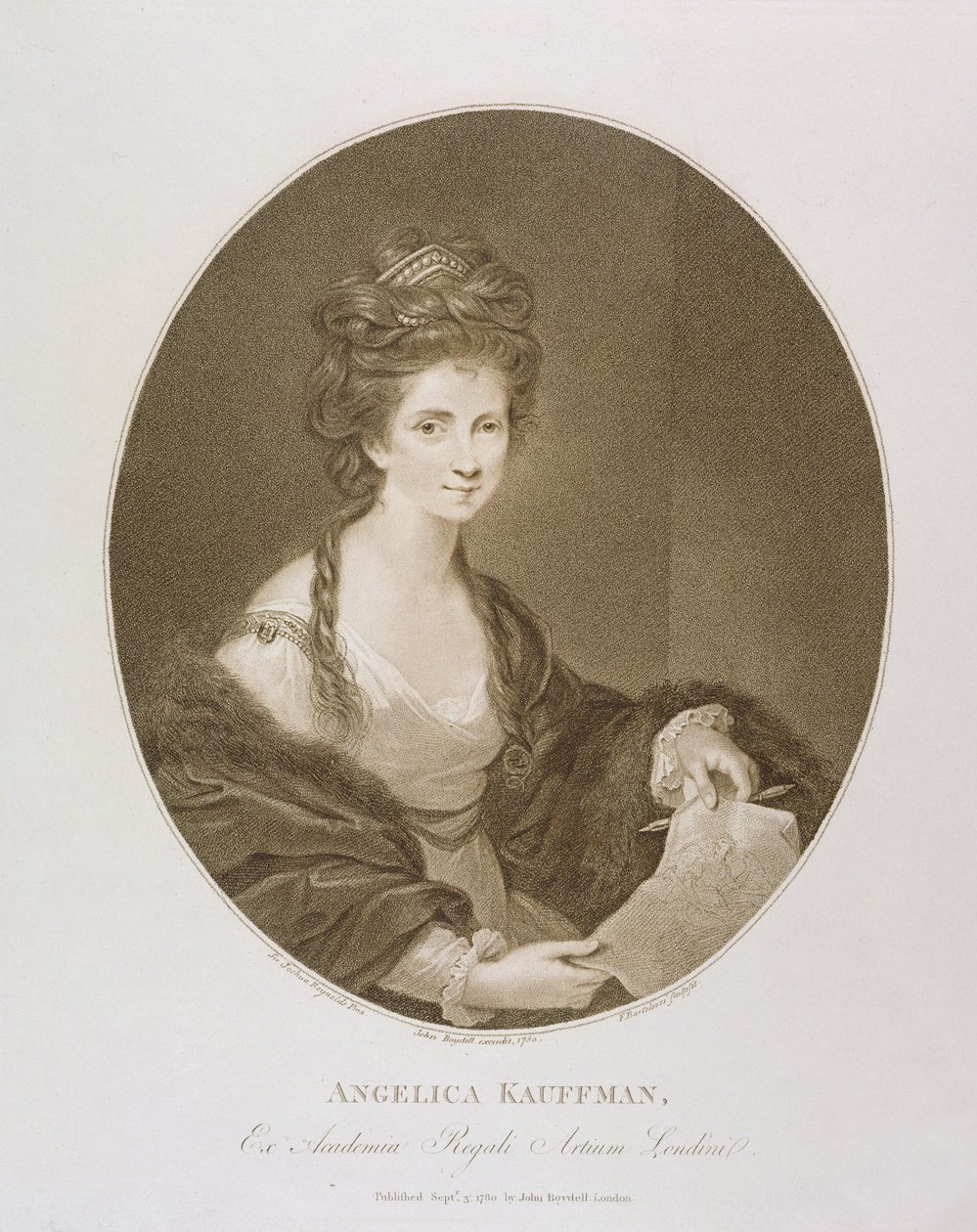 Angelica Kauffman, dopo Reynolds, 1780 (incisione a puntasecca) da Francesco Bartolozzi