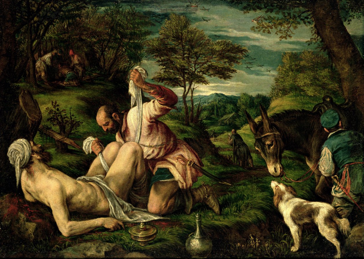 La Parabola del Buon Samaritano, 1575 da Francesco Bassano