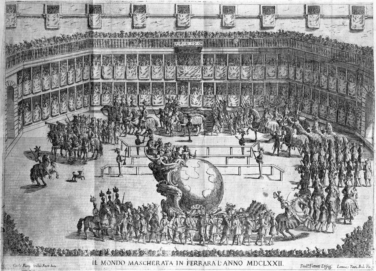 Processione del Globo, Ferrara, inciso da Lorenzo Tinti da Francesco Ferrari