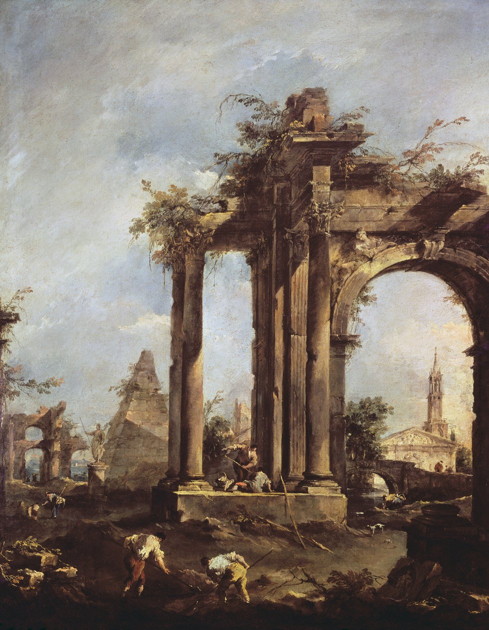 Capriccio con rovine romane, una piramide e figure da Francesco Guardi