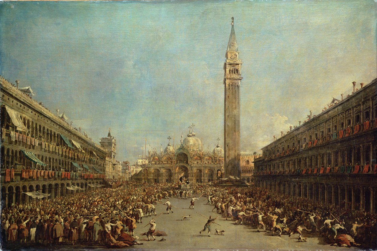 La distribuzione dei denarii ai poveri a San Marco, Venezia da Francesco Guardi