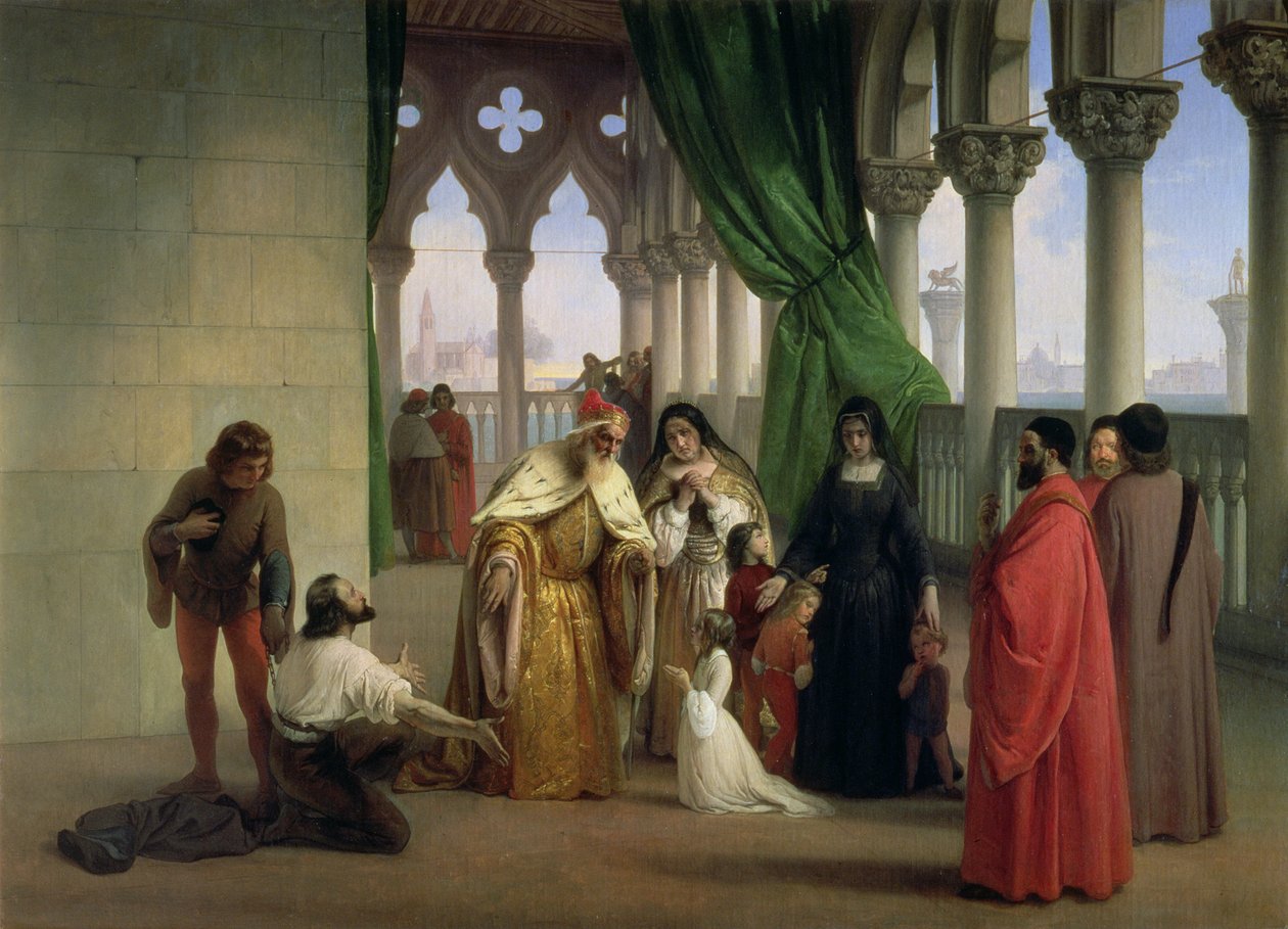 I due Foscari: Francesco Foscari, Doge di Venezia (c.1372-1457) che bandisce suo figlio Jacopo con l