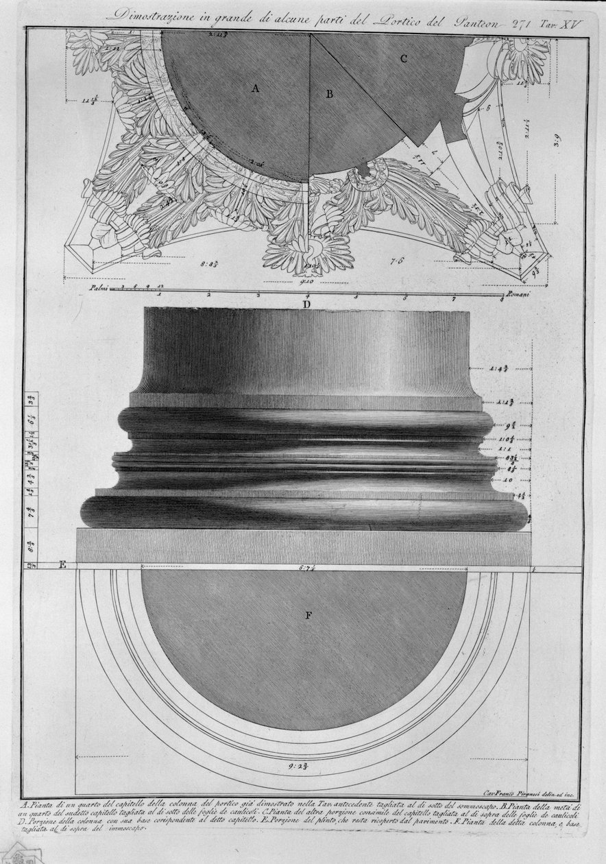 Dimostrazione in grande di alcune parti del Portico del Pantheon da Francesco Piranesi