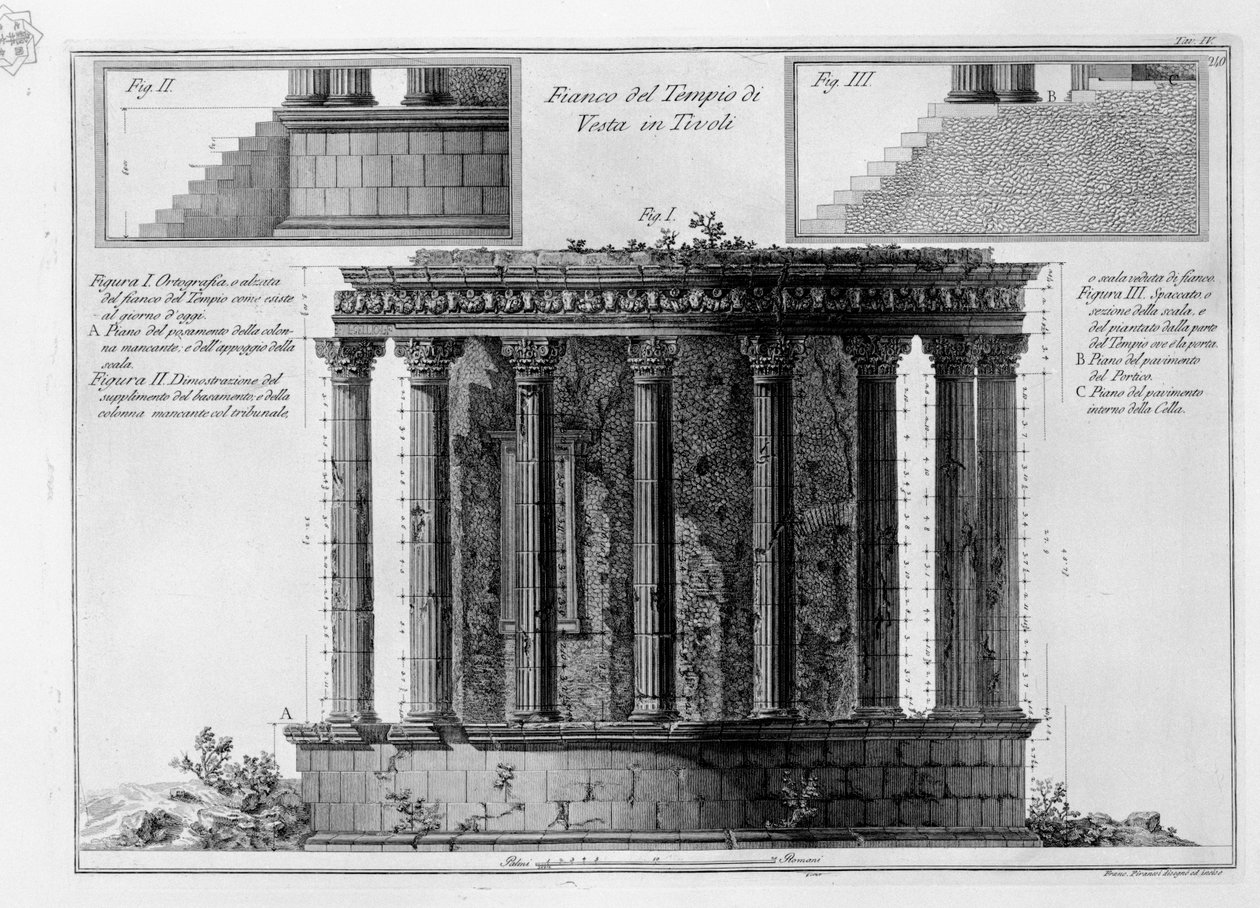 Fianco del Tempio di Vesta a Tivoli da Francesco Piranesi