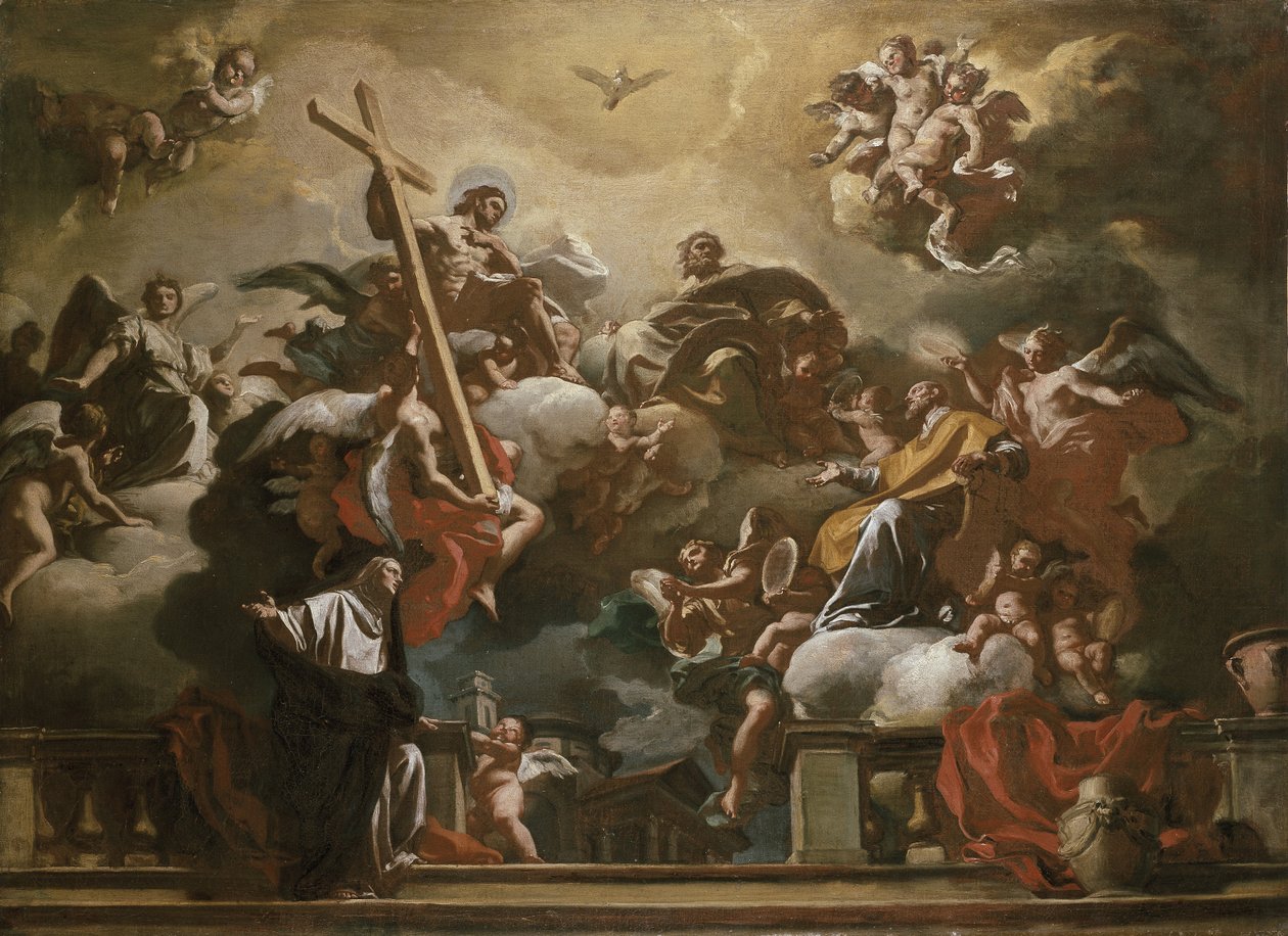 Visione della Trinità con SS. Filippo Neri e Francesca Romana, XVIII secolo da Francesco Solimena