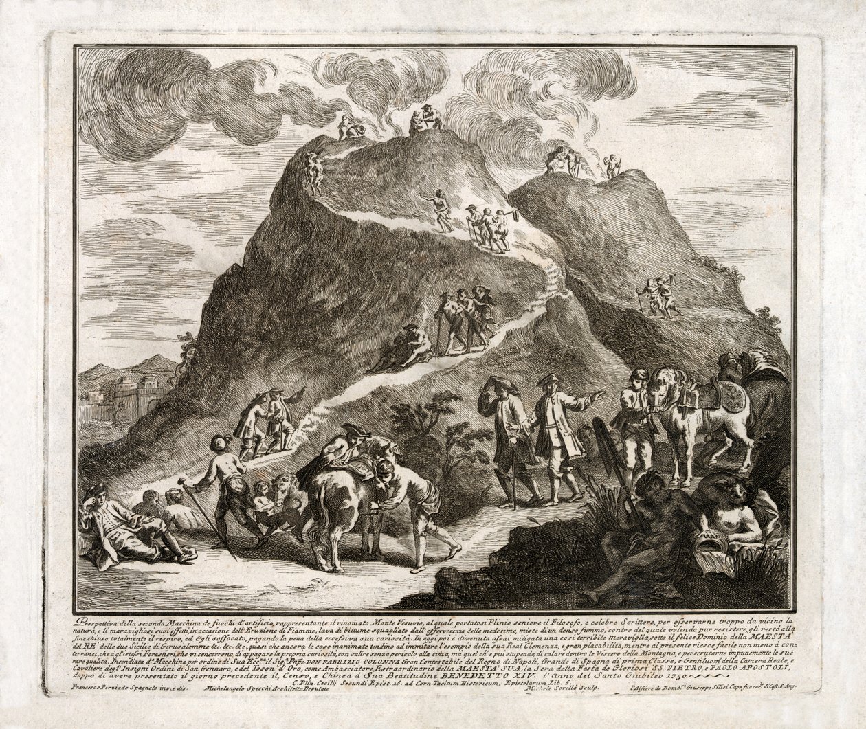 Prospettiva della seconda eruzione del Vesuvio, pubblicato 1750 da Francesco Spagnolo Perziado