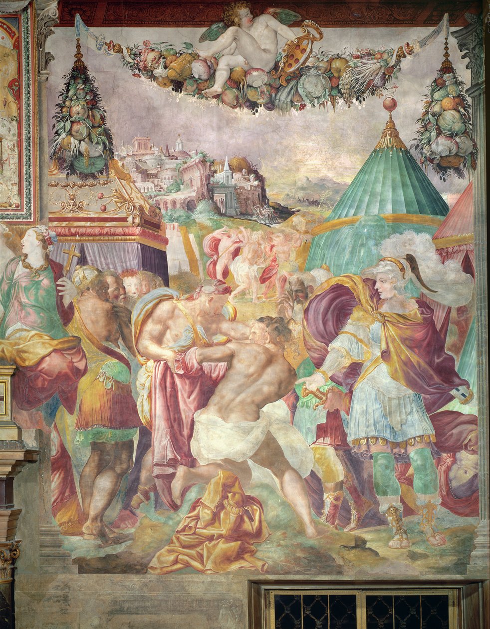 Marco Furio Camillo (447-365 a.C.) punisce il maestro di Falerii nel 394 a.C., dalla Sala dell