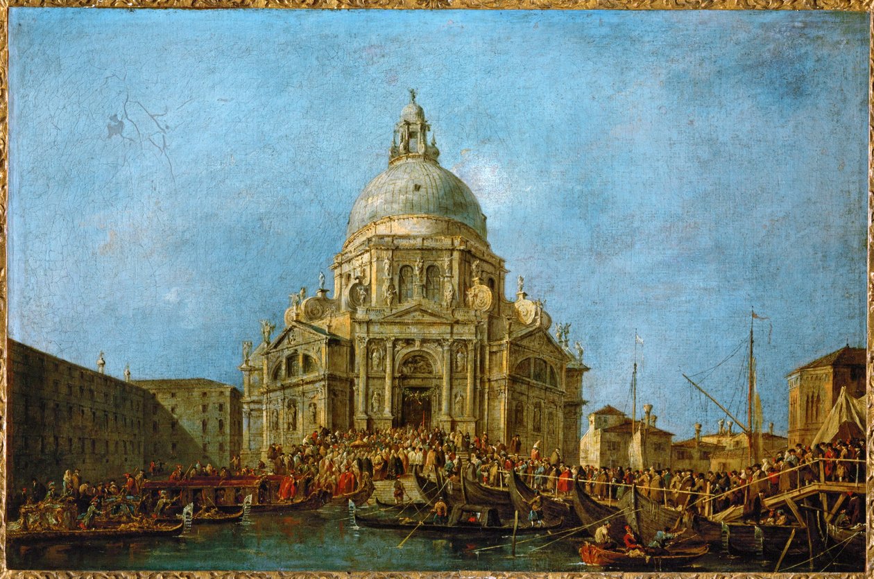 Il Doge visita La Salute il 21 novembre, giorno in cui si commemora la fine della peste del 1630 ... da Francesco (circle of) Guardi