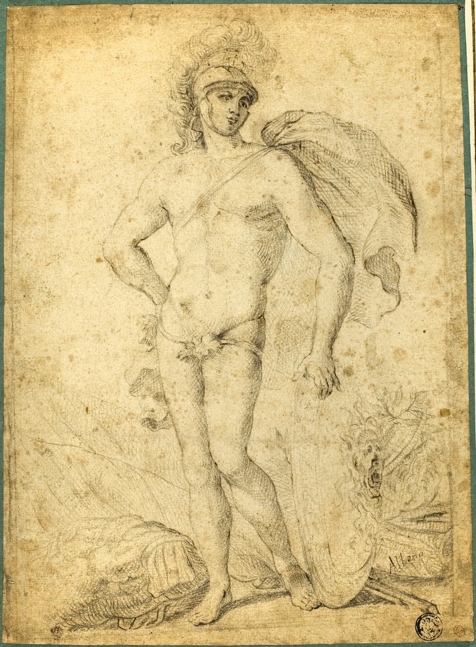 Guerriero nudo in piedi, forse Marte, con scudo da Francesco Albani