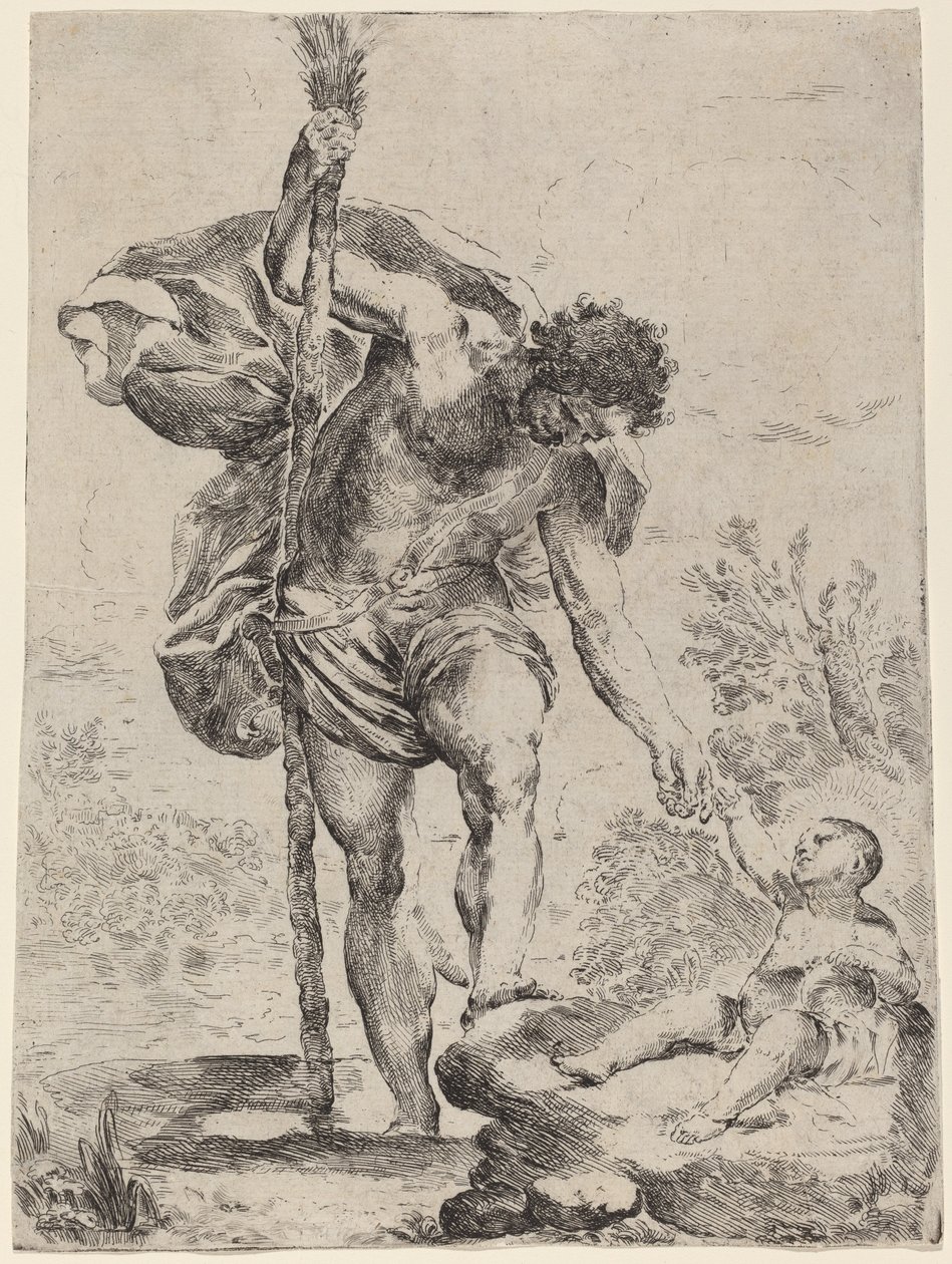 San Cristoforo che Dà la Mano a Gesù Bambino, 1650s da Francesco Amato